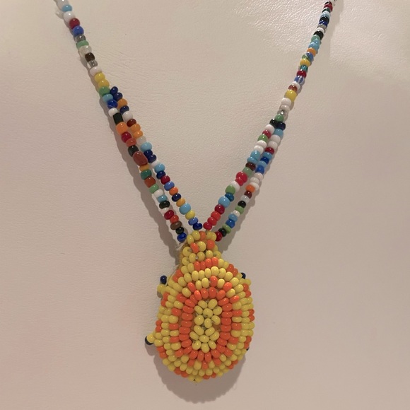 Vintage Mexican Handcrafted Beaded Tortoise Necklace - Picture 2 of 3